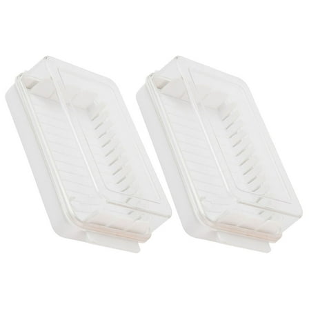 SEWCHICS 2-Pack Airtight Butter Dish with Lid, White PP Plastic Kitchen Storage Container