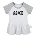 thumbnail image 4 of Pack of 2, AB CD & Born To Rock Funny Dresses For Baby, Newborn Babies Skirts, Infant Princess Dress, Toddler Frocks (Gray Raglan Dresses, 6-12 Months), 4 of 5