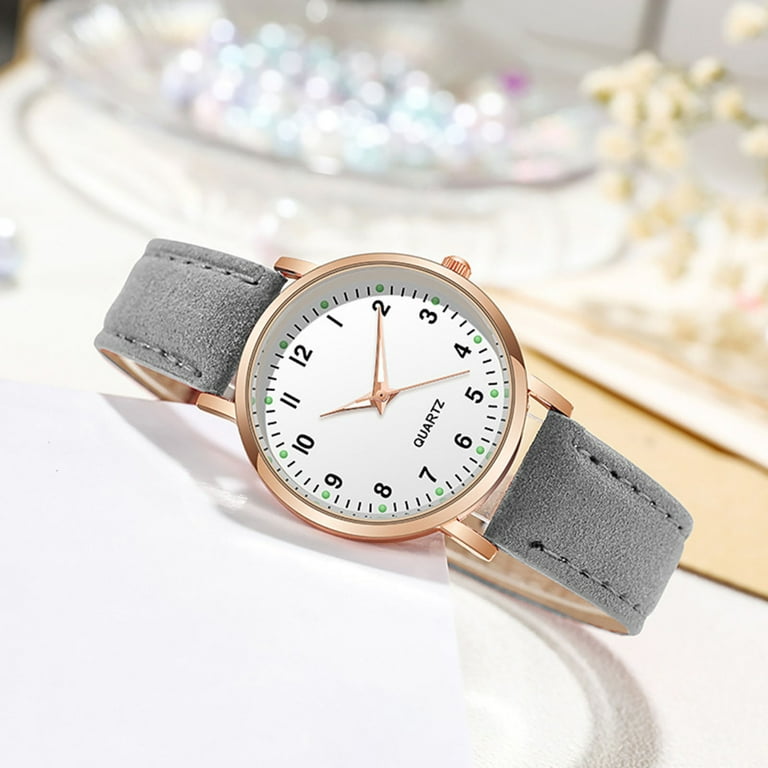 Women s Fashion Quartz Watch with Frosted Leather Strap Ladies