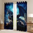 thumbnail image 2 of Erosebridal Magic Dragon Bedroom Curtains Magical Dinosaur Living Room Curtains Bed, 3D Pterosaur Curtains Blue Galaxy Curtains & Drapes, Starry Sky 30%-50% Blackout Curtains, 2 of 6