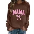 thumbnail image 2 of Women's Mama Graphic Crewneck Oversized Sweatshirt - Long Sleeve Fleece Bow Print Fall Winter Tops, 2 of 5