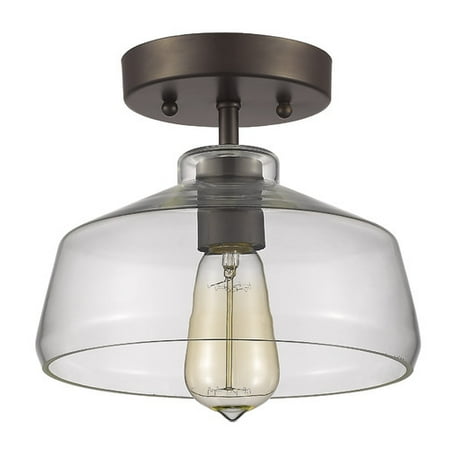 Bronze Ceiling Canopy CHLOE Lighting DICKENS Industrial-style 1 Light Rubbed Bronze Semi-flush Ceiling Fixture 9