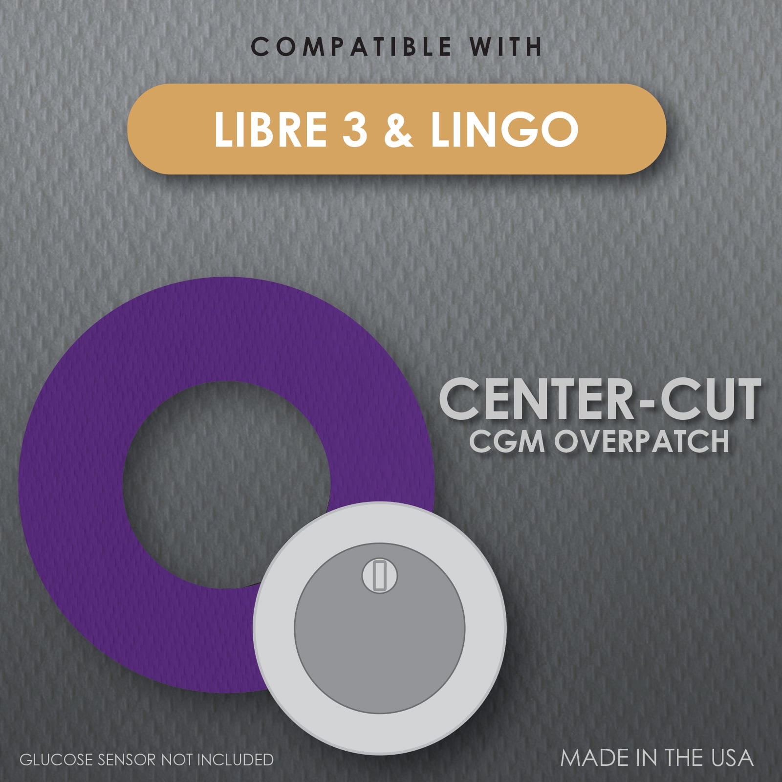 CoverGuard CGM Overpatch | Freestyle Libre 3 | Purple Center-cut Design| 25-Count | Waterproof Adhesive | Anti-Fray | Easy Application & Removal | Sensor Protection