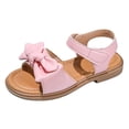 thumbnail image 7 of Girls Sandals Fashion Bow Summer Flat Shoes Comfortable Soft Sole Beach Shoes Casual Open Toe Dress Shoes Pink 3 Big Kid, 7 of 7