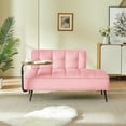 thumbnail image 2 of Jopath 54-Inch Modern 2-Seater Velvet Sofa with Backrest and 360° Rotating Side Table, Plush Cushions for Living Room Bedroom Apartment (Pink), 2 of 9