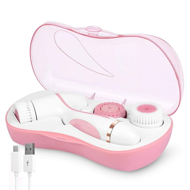 Juego de cepillos de limpieza facial recargables con 3 cabezales giratorios bidireccionales - Sistema de spa facial resistente al agua - Microdermoabrasión avanzada para una exfoliación suave y un la Namotu WMZY-515