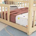 thumbnail image 3 of Miekor Furniture Double Twin House-Style Floor Bed with Fence, Guardrails, without door, Natural BS2432, 3 of 6