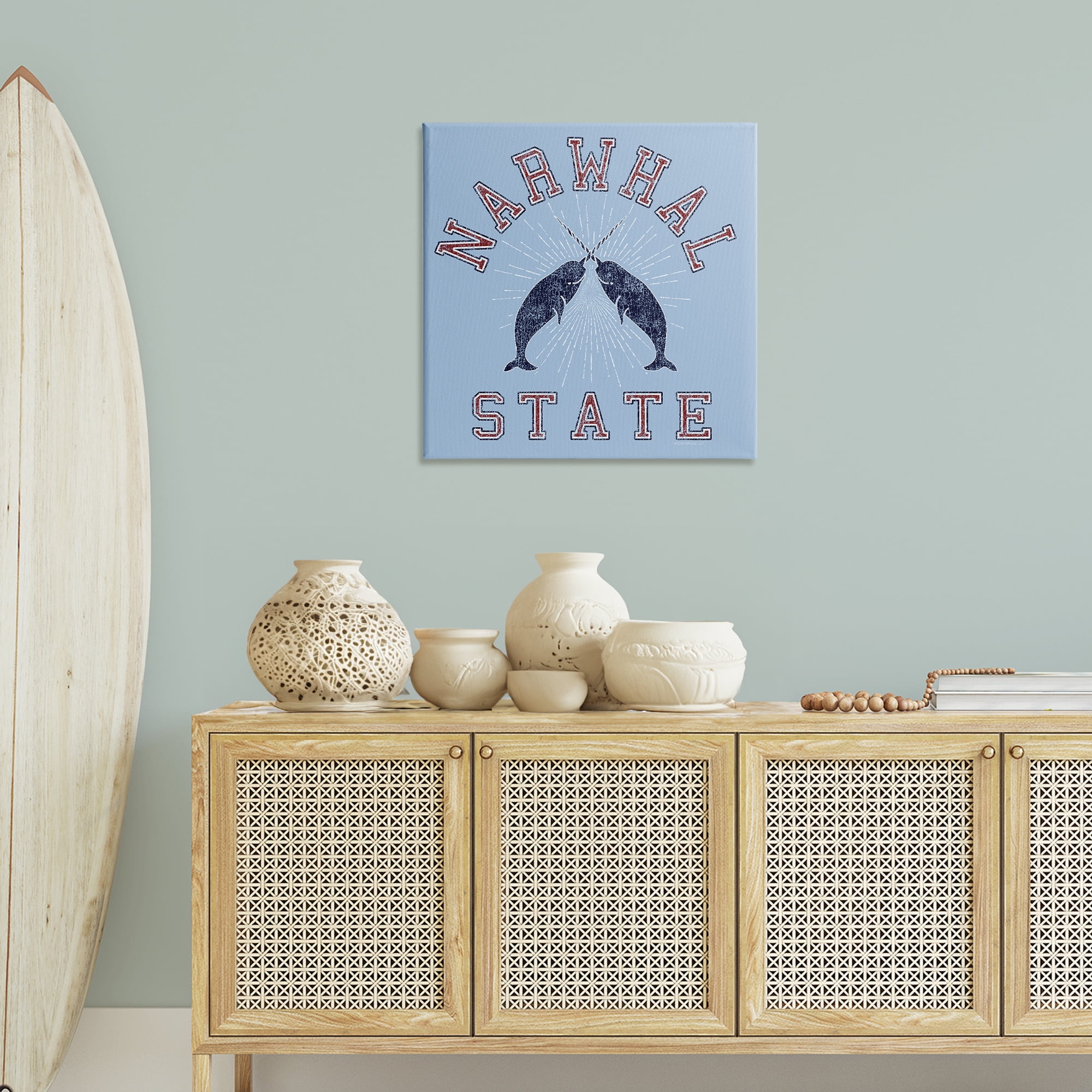 Stupell Industries Vintage Narwhal State Animals Painting Wrapped Canvas Art Print Wall Art, 30 x 30
