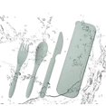 thumbnail image 1 of Juego de cubiertos de viaje portátiles, reutilizables, de paja de trigo, ideal para el trabajo, la escuela, el picnic y el camping (verde), 1 of 6