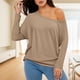 thumbnail image 1 of MHFRRA Blusa Informal de Manga Larga con Cuello Asimétrico para Uso Diario y Comodidad. Café, 1 of 4