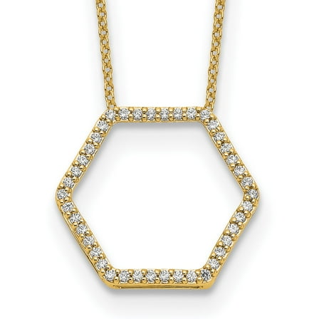 14K Yellow Gold Cable Diamond Necklace Chain True Origin 1/4 carat Lab Grown VS/SI D E F Hexagon 18 inch 3.7 mm