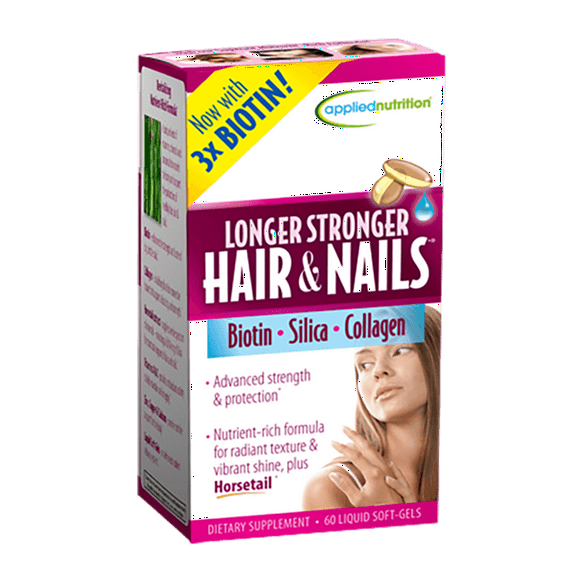 Applied Nutrition - Longer Stronger Hair & Nails Liquid Soft-Gels, 60 ct