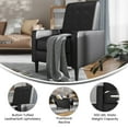 thumbnail image 4 of BizChair Mid-Century Modern LeatherSoft Upholstered Button Tufted Pushback Recliner in Black for Residential & Commercial Use, 4 of 12