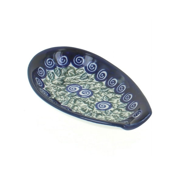 Blue Rose Polish Pottery Seaside Swirl Small Spoon Rest