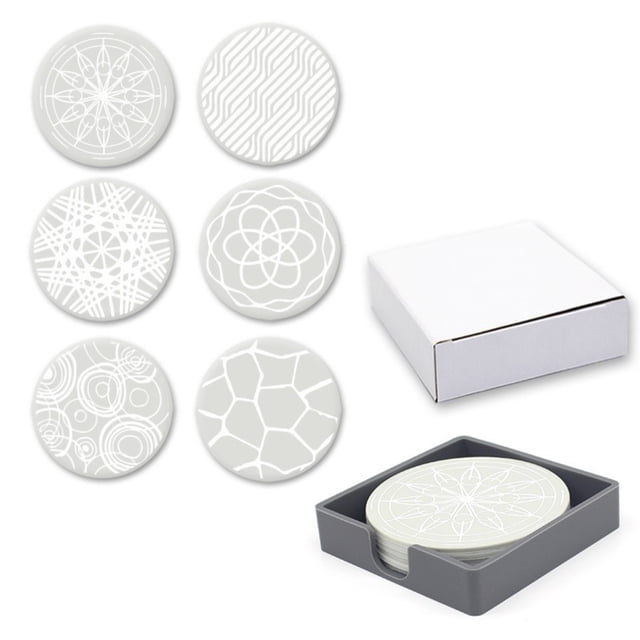 6 Pcs sous-Verres Antidérapants, sous-Verres pour Boissons, sous-Verres Ronds Blancs en Silicone avec Support, sous-Verre Résistant à la Chaleur pour Extérieur, Intérieur, Table Basse, Cuisine, Bureau, Bar, Protection de Table, C