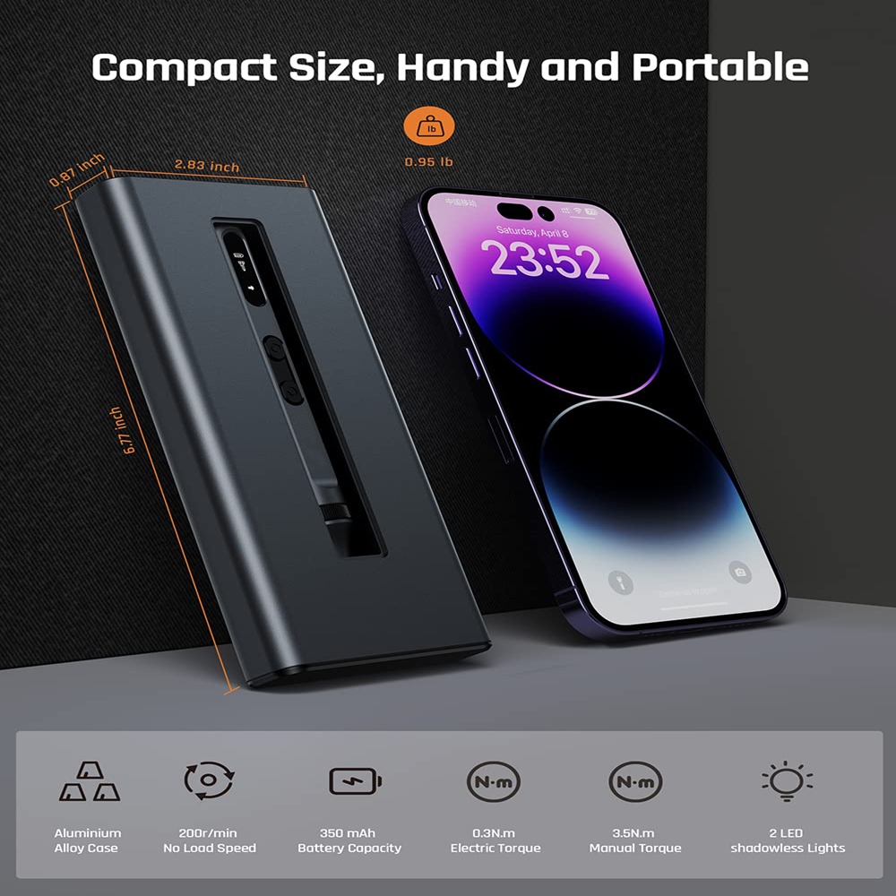 Mini Electric Screwdriver, 50 in 1 Electric Screwdriver Kit with 48 Magnetic Bits, S2 Precision Bits, LED Light, Small Magnetic Professional Repair Tool Kit for Eyeglass, Watch, PC, Laptop, Phone