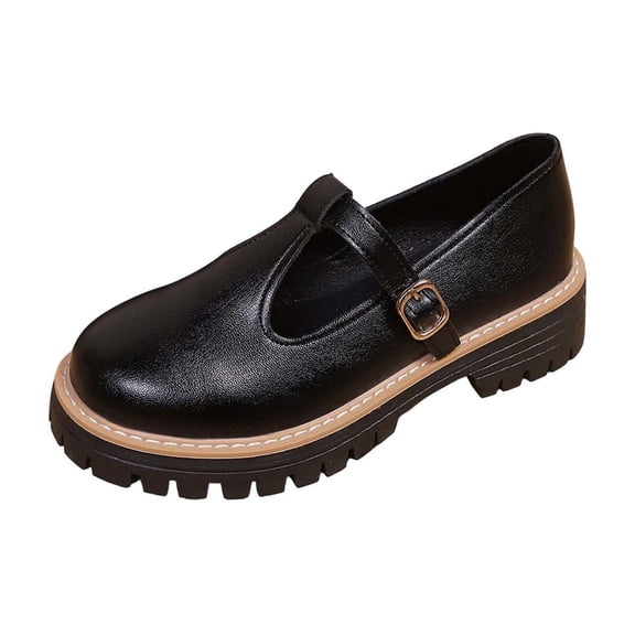 Black Ladies Loafers Casual Style Breathable Flat Soft Sole One Strap Design For Comfortable Fit