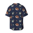 thumbnail image 6 of Lsque Hedgehog And Snail print Men's Cuban Collar Short Sleeve Shirt Summer Beachwear Casual Button Down Fashionable Vacation Leisure Shirt-Small, 6 of 7