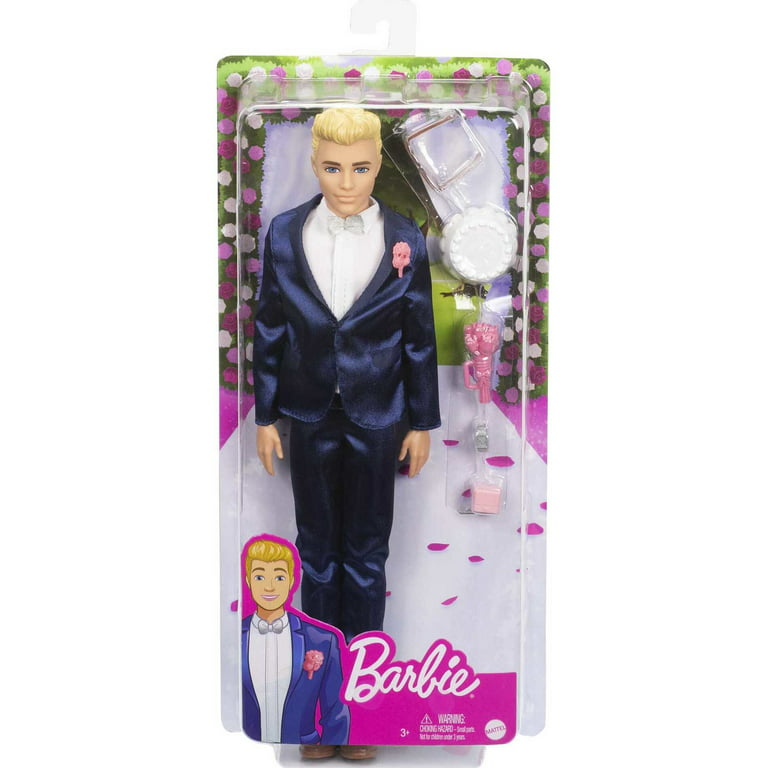 Barbie Ken Doll, Blonde Fairytale Groom Blue Suit and Accessories - Walmart.com