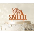thumbnail image 1 of "Mr & Mrs Wedding Cake Topper Custom Glitter Orange Cake Topper Color Option Available 5""-7"" Inches Wide", 1 of 1