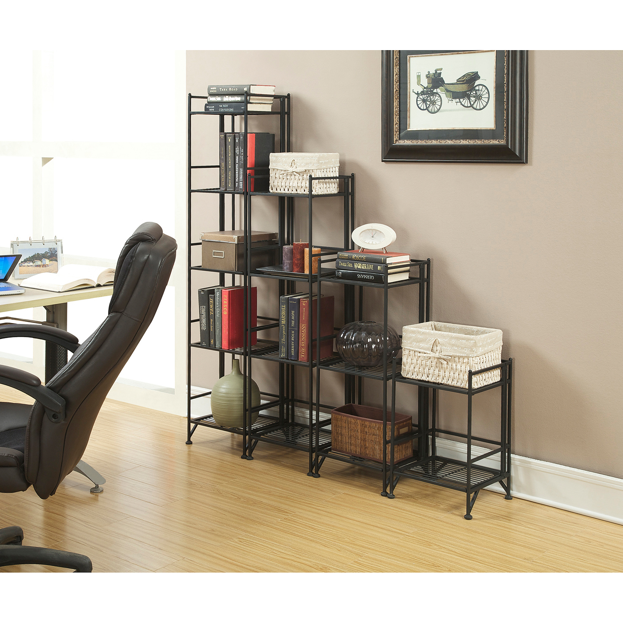 Convenience Concepts Designs2Go Metal Folding 3 Shelf Bookcase, Multiple Finishes