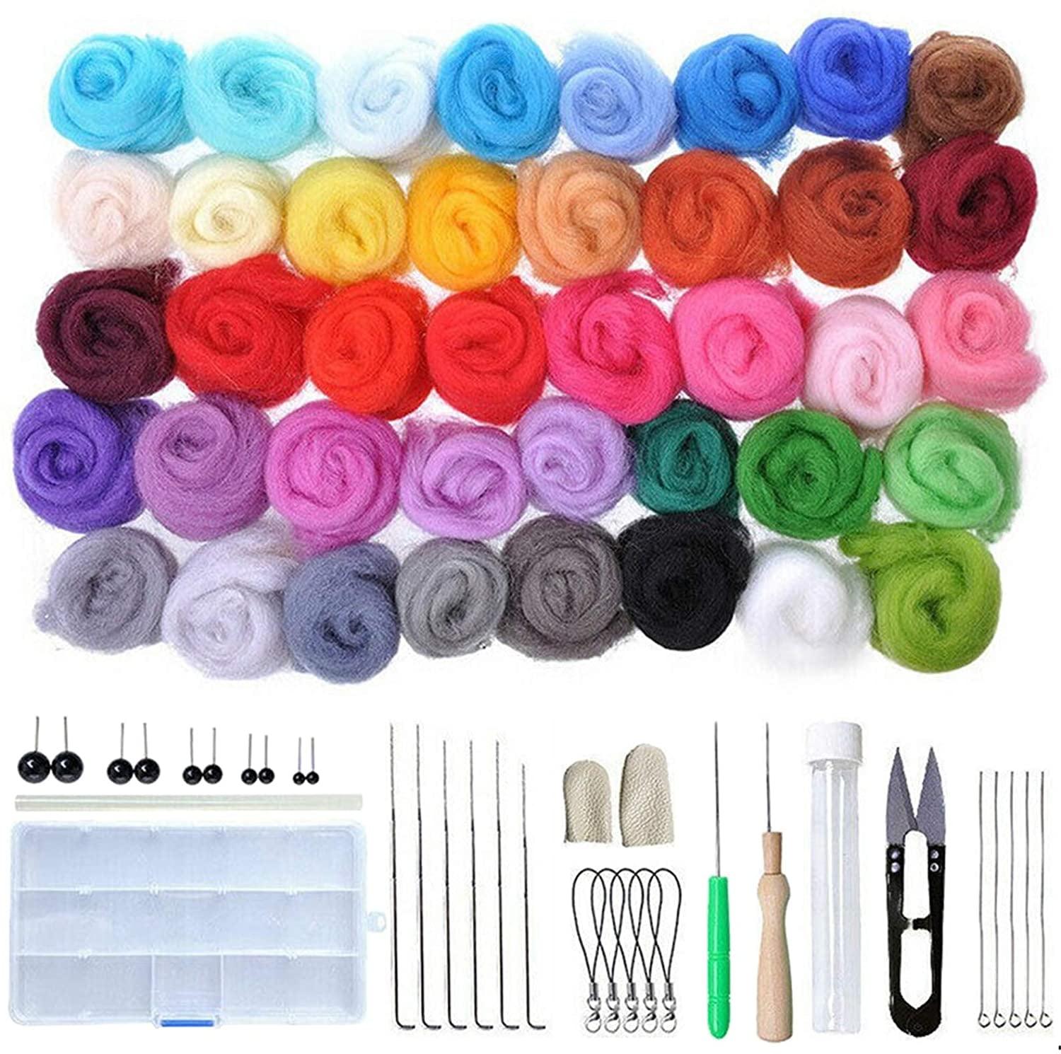Needle Felting Kit,Wool Roving 40 Colors Set,Needle Felting Starter Kit,Wool  Felt Tools with Felting Tool Instruction Included for Felted Animal Needle  Felting Supplies DIY Crafts 