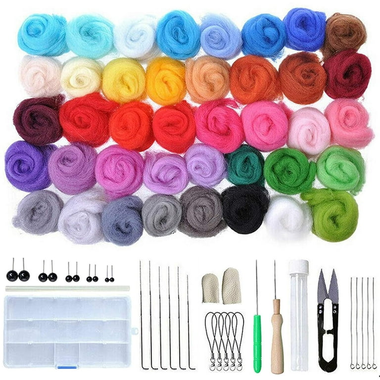 Needle Felting Kit,Wool Roving 40 Colors Set,Needle Felting Starter  Kit,Wool Felt Tools with Felting Tool Instruction Included for Felted  Animal