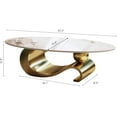 thumbnail image 2 of Tabaray Modern Oval Coffee Table Luxury Sintered Stone Top Coffee Table with Sculptural Geometric S-Shape Stainless Steel Base,Mid-Century Marble Grain Center Table for Living Room,Gold, 2 of 7