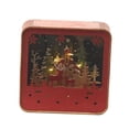 thumbnail image 4 of Figuras de casa de nieve navideñas, decoración con luz cálida, cabaña de troncos brillante para Cuadrado, 4 of 9