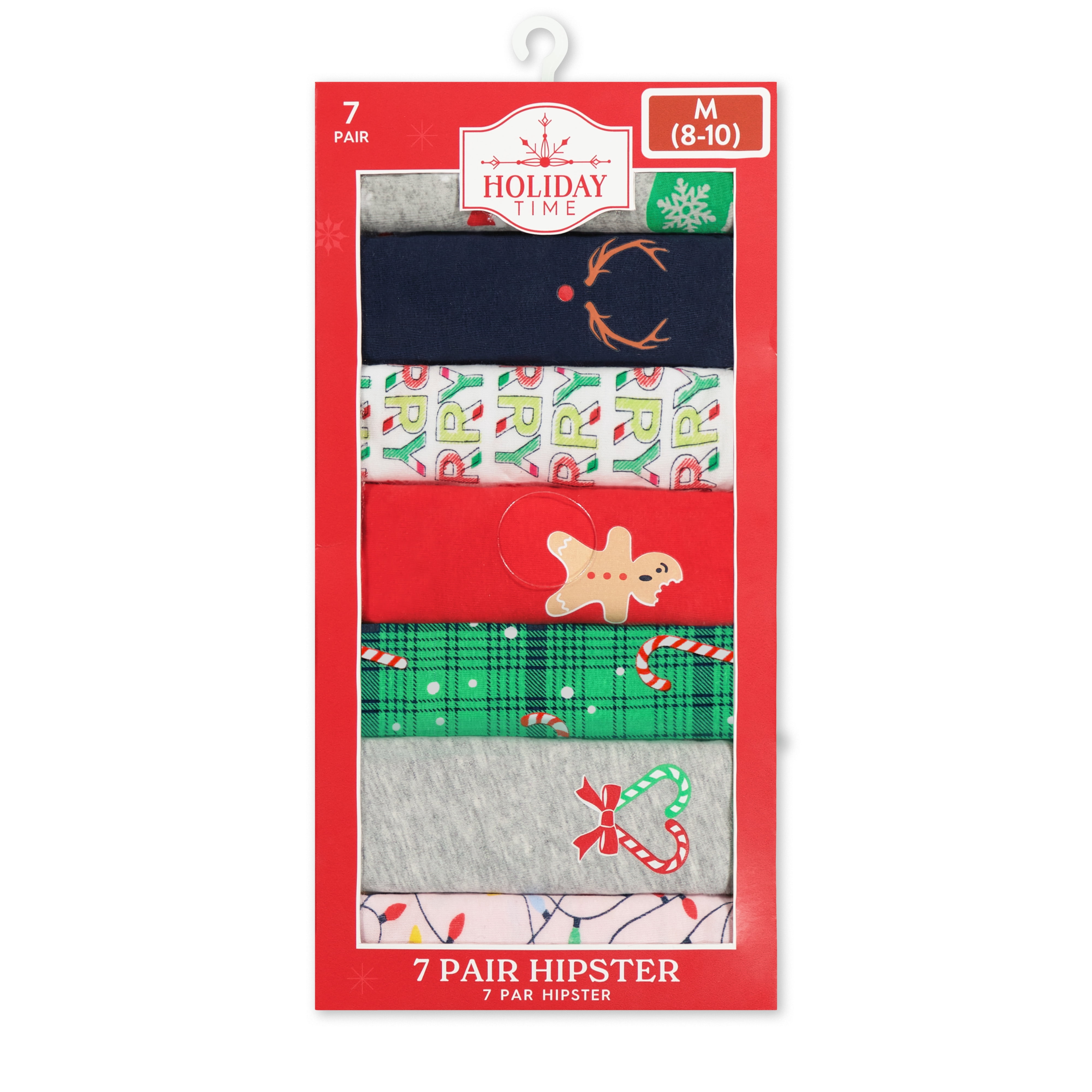 Holiday Time Women's Christmas Jersey Hipster, Underwear 7 Pack, S-XXL