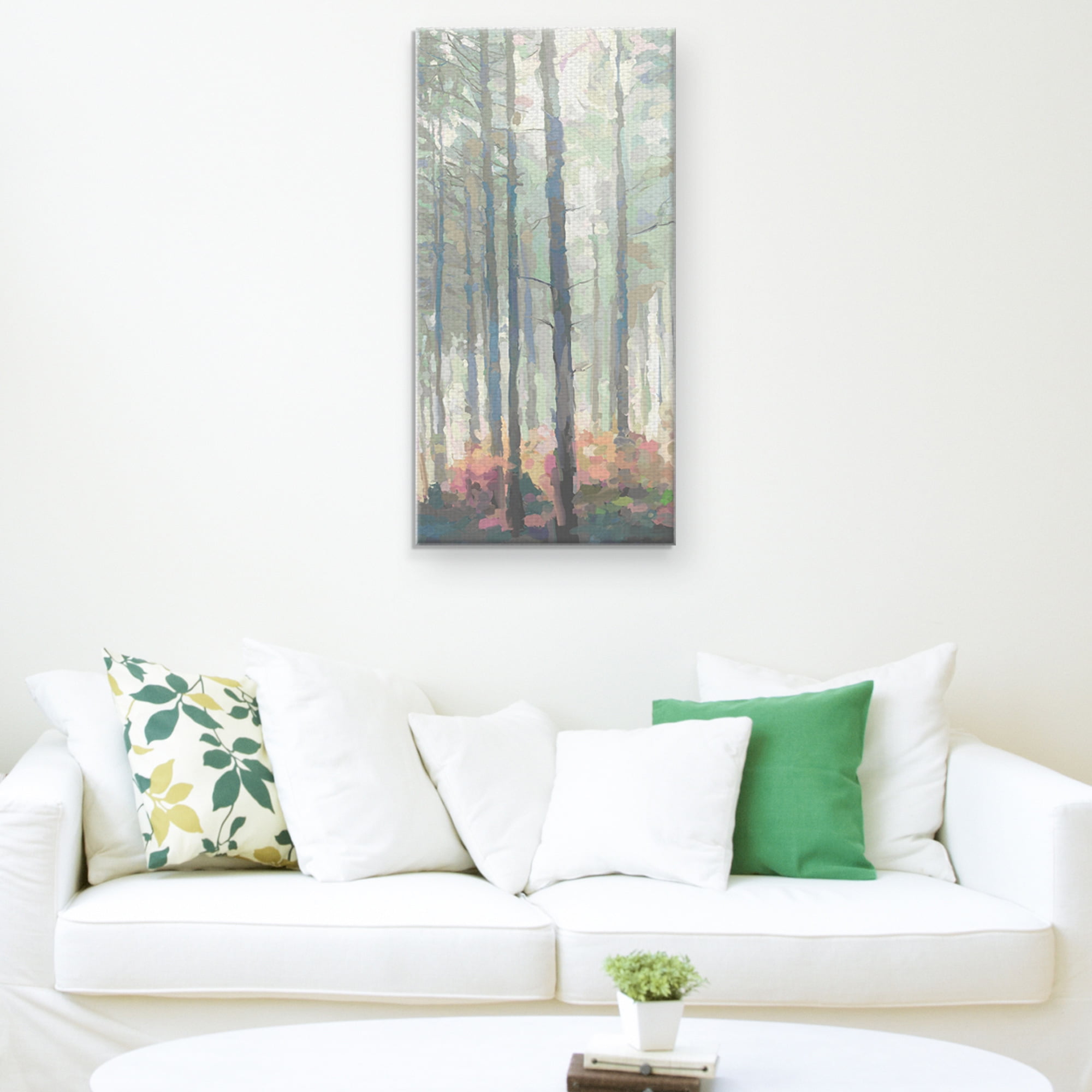 Masterpiece Art Gallery Woodland Journey Panel I Tall Forest Trees By Studio Arts Canvas Art Print 17" x 34"