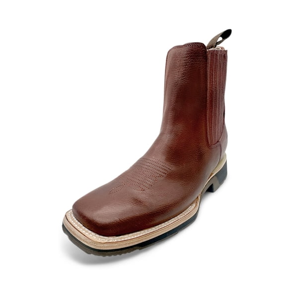 The Western Shops Men’s Square Toe Leather Ankle Boot Rubber Sole
