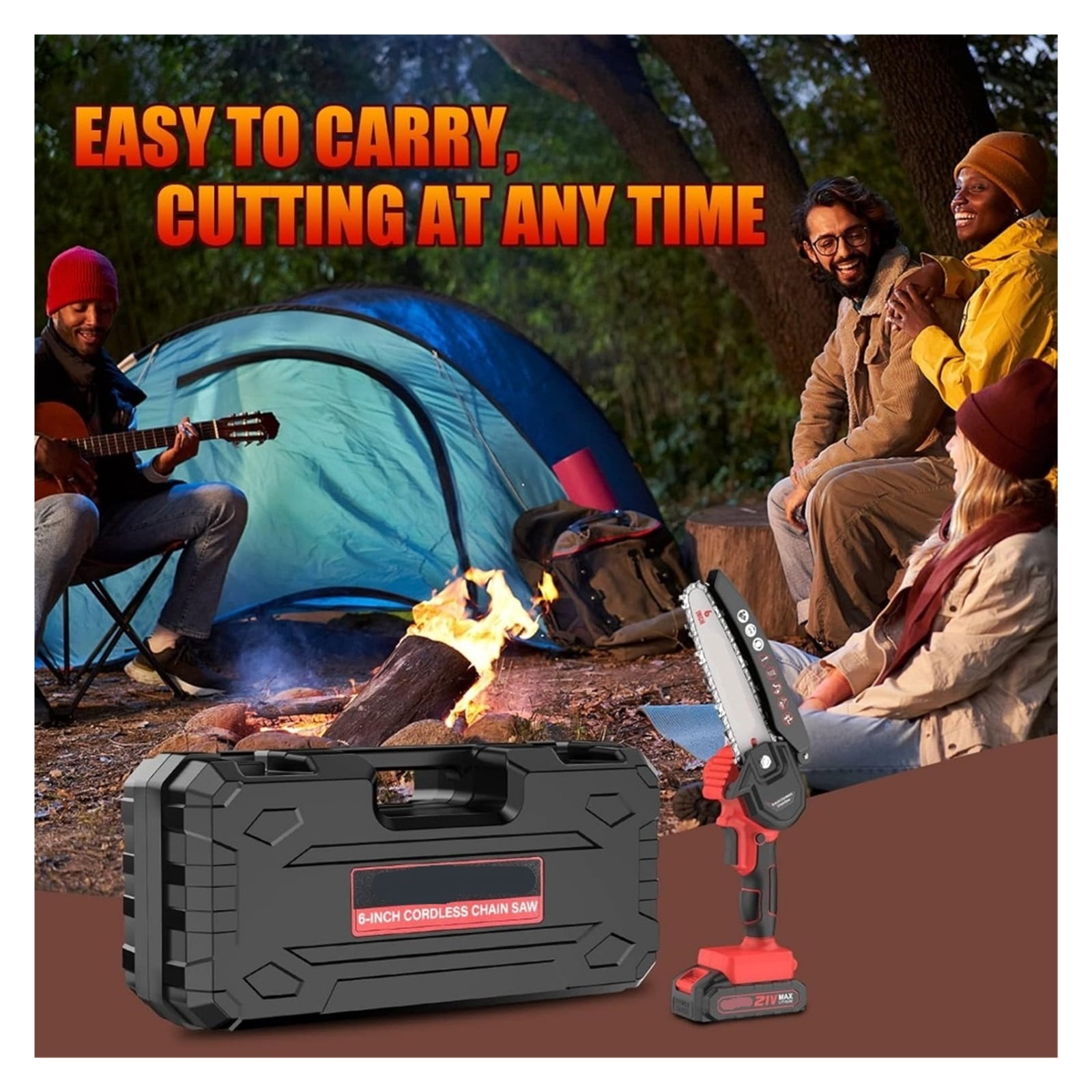Mini Chainsaw 6-Inch Cordless - Handheld Electric 21V Battery Powered Hand Chainsaw - Small Pruning Shears Chain Saw