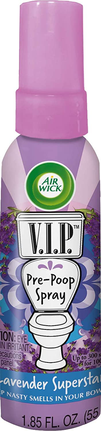Air Wick V.I.P. Pre-Poop Toilet Spray, Up to 100 uses, Contains Essential Oils, Lavender Superstar Scent, Travel size, 1.85 oz, Holiday Gifts, White Elephant gifts, Stocking Stuffers