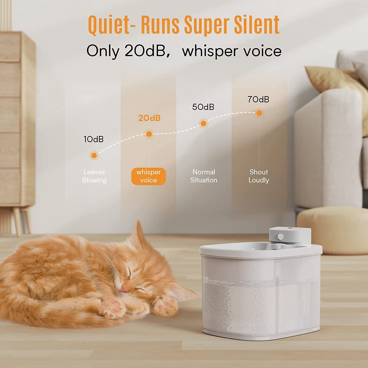 AYAOQIANG Cat Water Fountain Wireless and Battery Operated 74oz/2.2L Capacity with 3 Large Filters for Cats Dogs