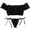 Black, variant on xiaxaixu Womens Bra and Tong Lingerie Set Two Piece Tie Ruffle Trim Homewear