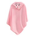 thumbnail image 2 of Bwndum 100% Polyester Quick-Drying Hooded Bathrobe - Animal Themed Poncho Style, Soft Cozy for Juniors (Size M), Bright Pink Post-Bath/Pool Loungewear, 2 of 5
