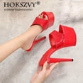 thumbnail image 5 of 181 Series 16.5cm Heel 7cm Platform 2021 Summer New Leather Fish Toe Shoes Women High Heels Sexy Platform Sandals LFD, 5 of 8
