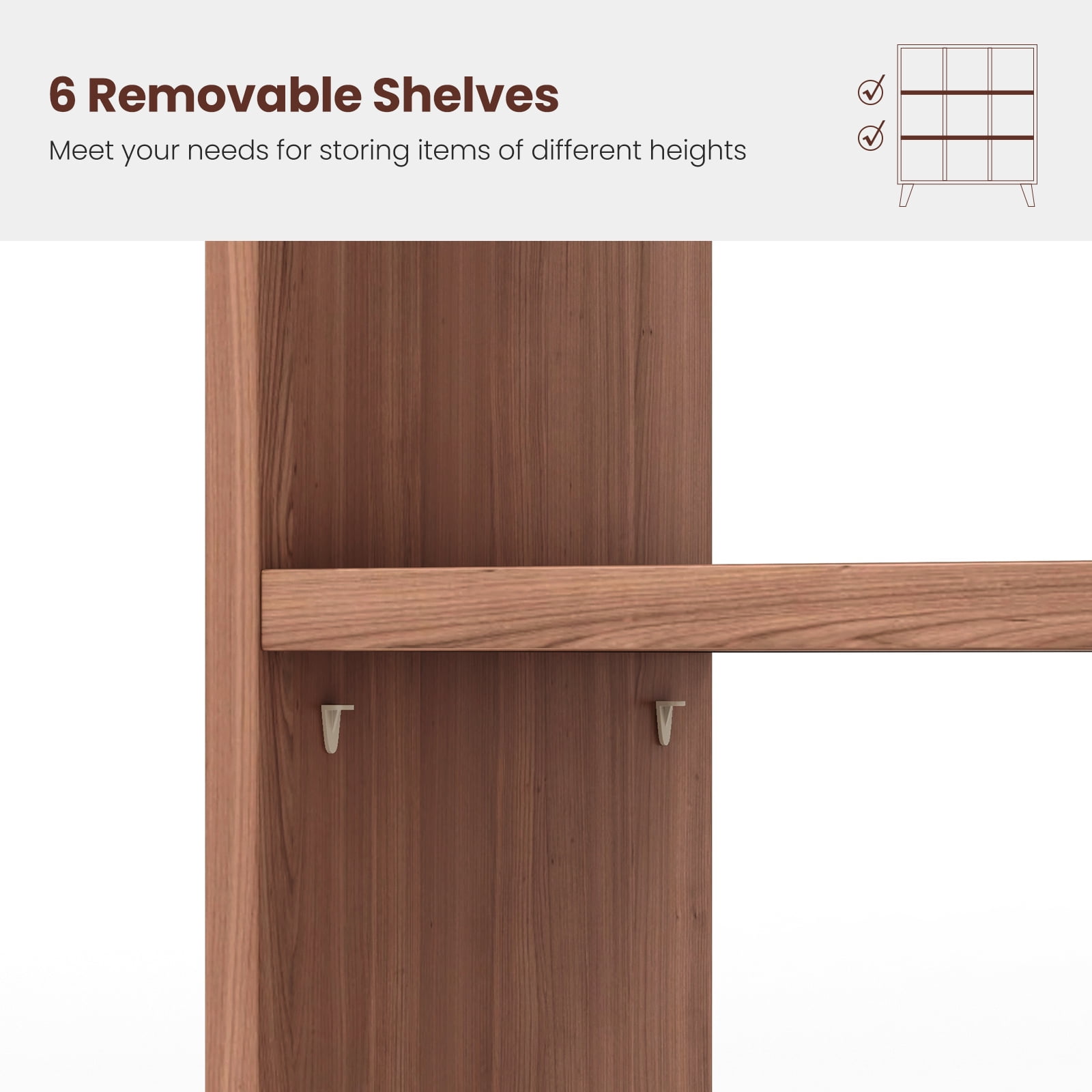 Topbuy 9-Cube Open Bookcase 3-Tier Floor Standing Bookshelf with 4 Slanted Legs 6 Removable Shelves Brown