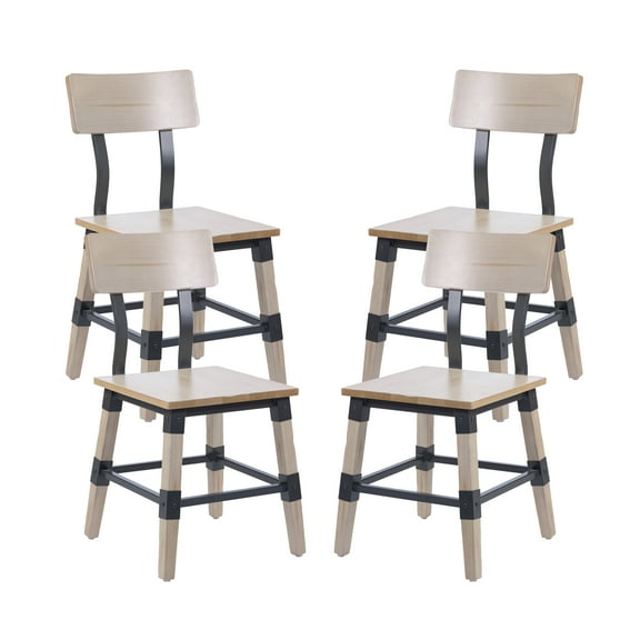 Emma   Oliver Set of 4 Antique White Beechwood Dining Chairs with Wood Frames