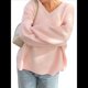 thumbnail image 1 of Suéteres de Cuello en V para Mujer, Suéteres Negros, Tops de Punto Básicos de Otoño con Dobladillo Alto y Bajo, Suéter Informal. Rosa L, 1 of 7