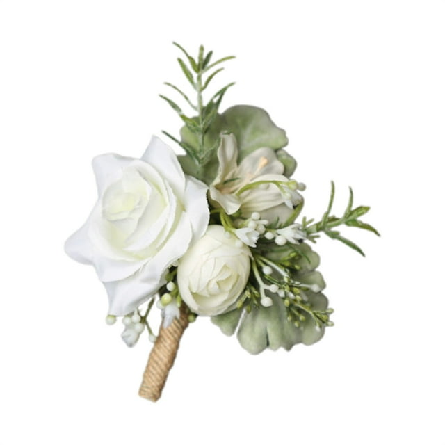 Wrist Flower Set Artificial Hand Flower And Boutonniere Set For Homecoming Graduation Prom Bridal Wedding