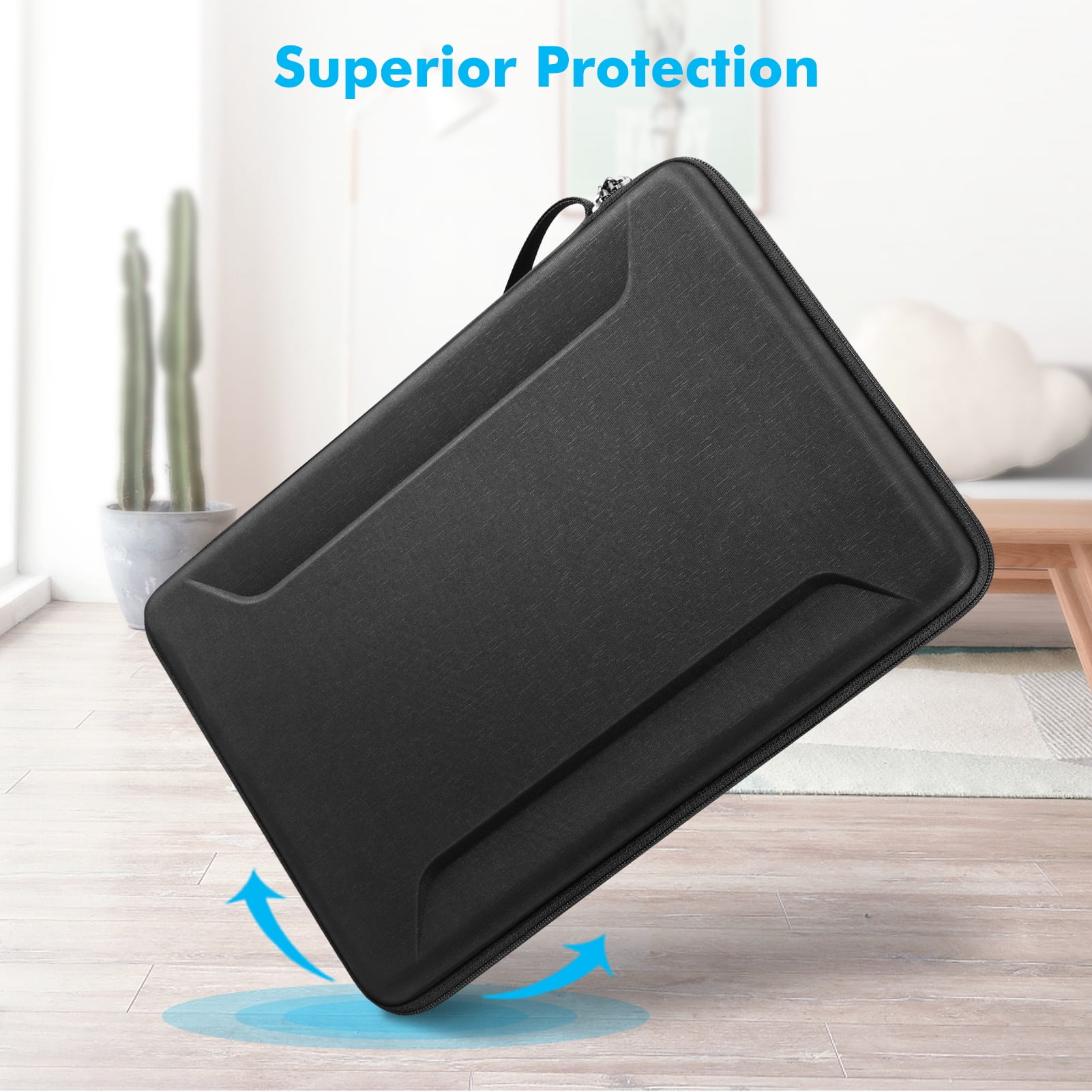 Fintie Laptop Sleeve Case for MacBook Pro 16 A2780 A2485 A2141, MacBook Air/Pro 15 - Shockproof EVA Sleeve for Up to 15.6" Laptops, Black