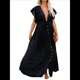 thumbnail image 1 of Vestido Informal de Verano para Mujer, Maxivestido con Volantes y Botones, Estilo Bohemio, Túnica Larga. Negro Talla Única, 1 of 8