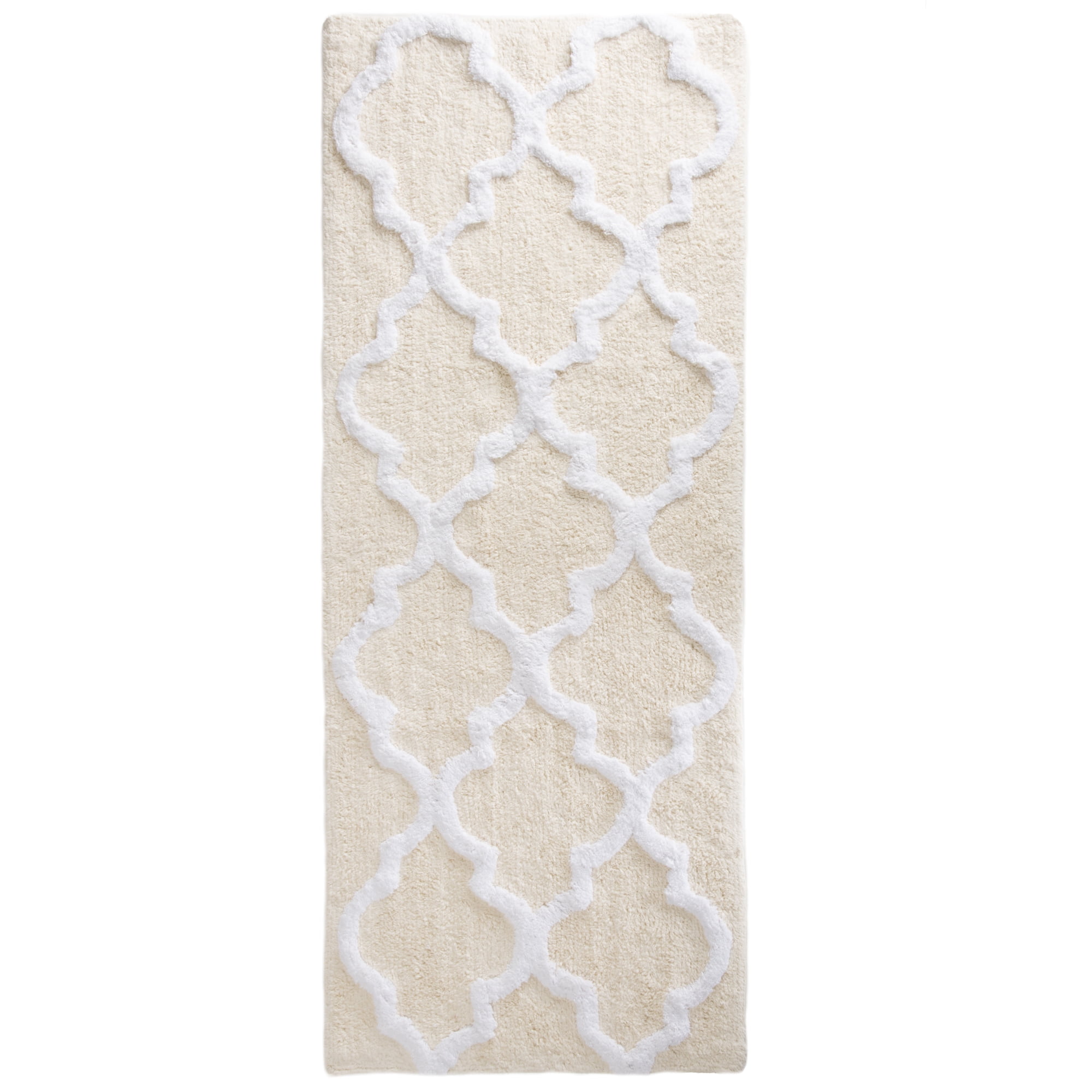 Lavish Home 24 x 60 Inch Bathroom Rug - Non Slip Cotton Bath Mat (Beige)