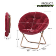 thumbnail image 3 of Magshion 2Pcs Saucer Chair Soft Faux Fur Oversized Folding Accent Chair Lounge Lazy Chair Moon Chair with Metal Frame for Bedroom Living Room, Red, 3 of 11
