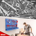 thumbnail image 5 of Pegboard Wall Organizer, Blue Metal Peg Board Panels, Garage Storage System with Hooks and Storage Bins, 59pcs, 5 of 13
