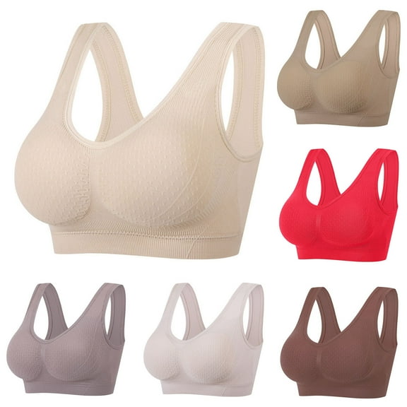 Womens Wireless Bras Comfortable Push Up Bra Plus Size Everyday Bras for Women Ndbuld Women's Solid Color Backless Sexy Seamless Push-Up Beautiful Back Underwear Everyday Bras Beige XL