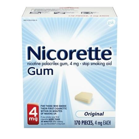 Nicorette Nicotine Gum to Stop Smoking, 4mg, Original, 170