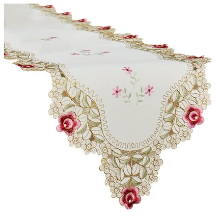 

AdXKenry Decorative Table Runners Inches Long Table Flag Lace Doily Placemat Tray Pad Long Towel European Wine Red And White Lace Table Flag